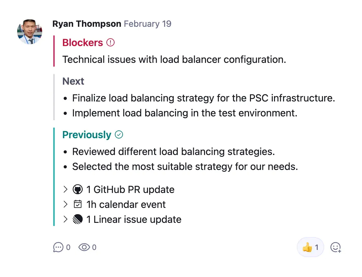 a check-in with a blocker